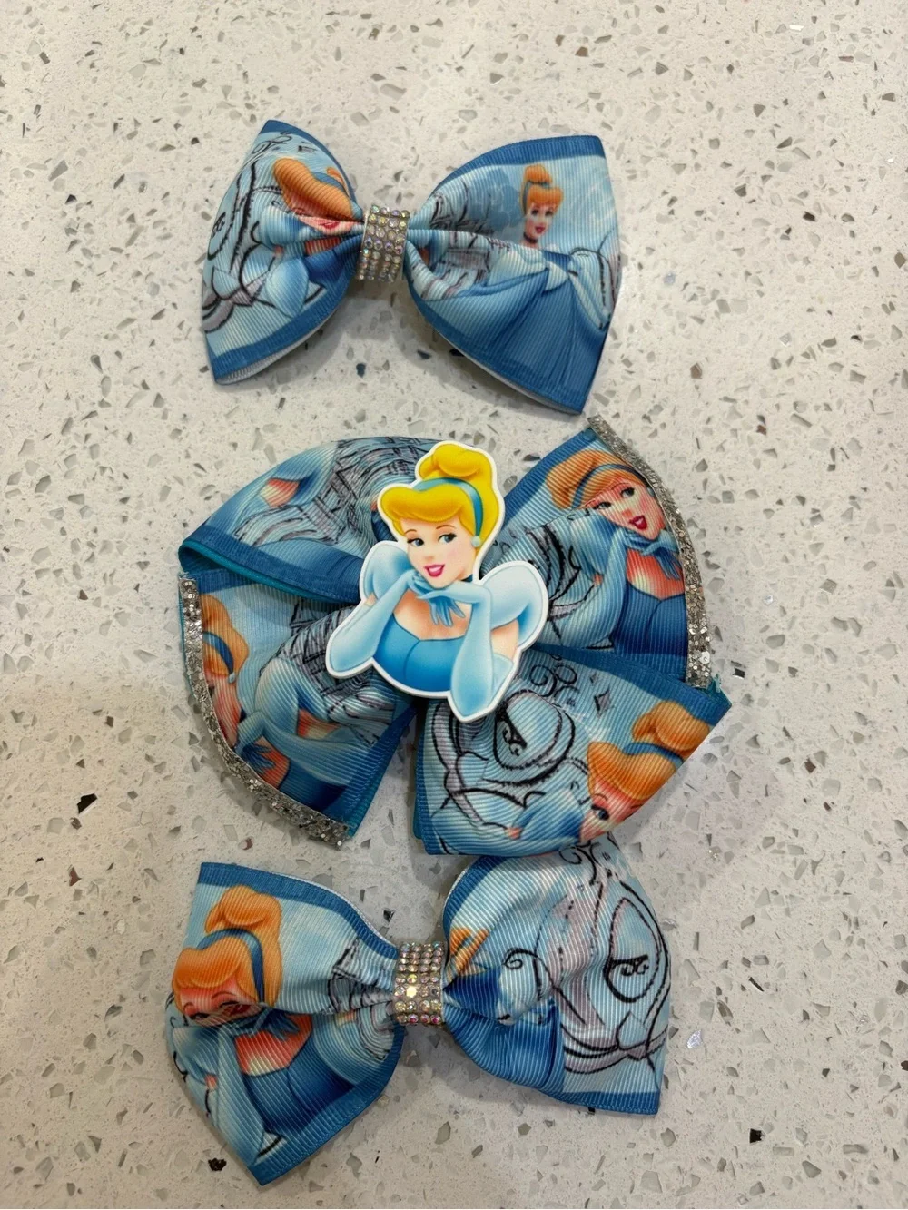 Disney Princess & Trolls Kids Hair Bow Set - Blue, Teal, Pink